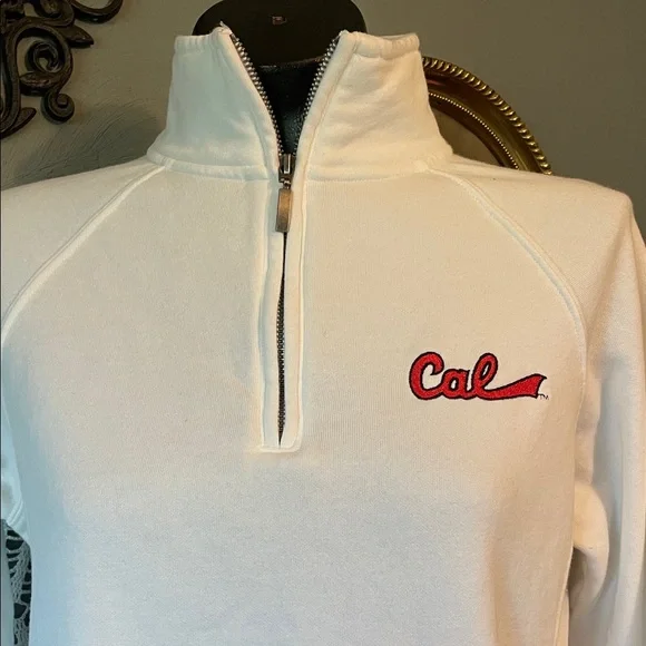 Jansport White Half-Zip Sweatshirt with Red 'Cal' Logo - Picture 2 of 6